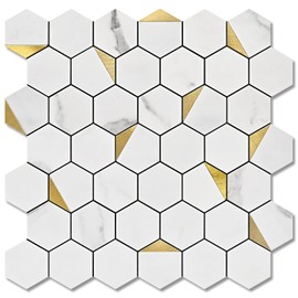 V-MOZZA Hexagon Peel and Stick Backsplash, 10-Sheet Peel and Stick Tiles PVC Wall Tile Stick on Backsplash for Kitchen Bathroom Fireplace