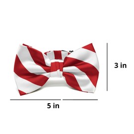 tiemart Striped Bow Tie (Red and White)