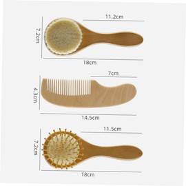 Beavorty Baby Hair Brush Suit Newborn Hair Comb Wooden Hair Brush Wool Scalp Care Comb Promote Baby Hair Growth