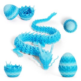 3D Printed Dragon Egg Mysterious Dragon Toy Realistic Movable Dragon Flexible Joints Surprise Easter Dragon Eggs Desk Toy (Lollipop Blue)