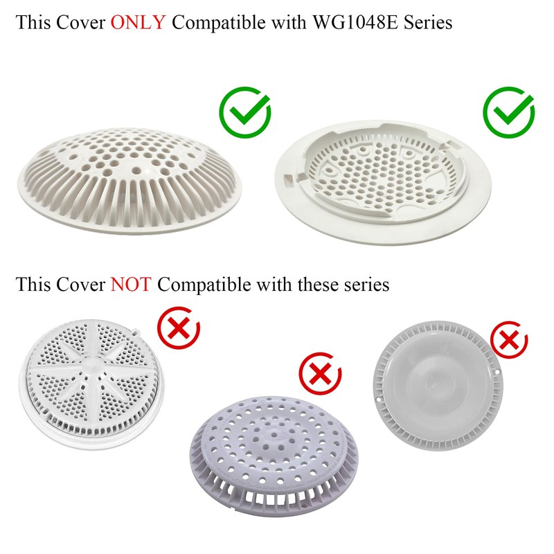 WG1048E White Pool Main Drain Cover Replacement Compatible with WG1048E