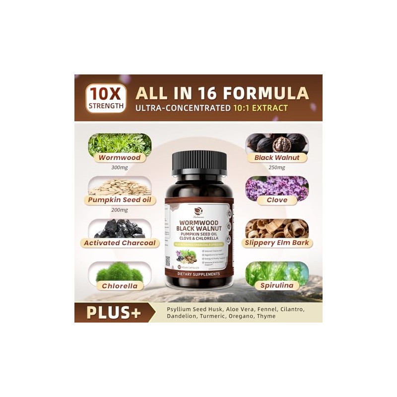 Wormwood Black Walnut Cleanse for Human 1200mg - Gut Health