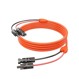 16.5FT Orange One-Piece Solar Panel Extension Cable, 12AWG 4mm² Solar PV Wire with IP68 Female & Male Waterproof Connectors, Durable Flame Retardant Sleeving for RV, Home, and Photovoltaic Systems