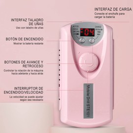 Drill para Uñas, 7 en 1 Taladro de Uñas Electrico Profesional Portátil, 30,000 RPM Velocidad Ajustable, Esmeril para Uñas con 100 Bandas de Lijado, Máquina de Lima con Kit de Brocas, Herramienta De Manicura Pulidora Eléctrica para Acrílicos Geles para Us