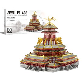 Piececool 3D Puzzle Metal Architecture Palace Ziwei Castle, 3D Metal Puzzle for 340 Stainless Steel, Full Metal, 1:1 Restore, Birthday Gift, Model Kit Adults, 189 Pieces