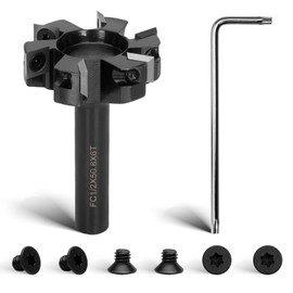 Virego CNC Spoilboard Surfacing Router Bit, 1/2" Shank 2" Cutting Diameter, Slab Flattening Router Bit Planing Bit ,6-Wings Planing bit for Wood Slab Flattening,6 Additional Screws,Upgrade