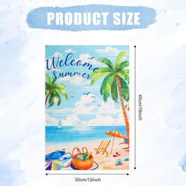 Summer Garden Flag, Welcome Summer Yard Flag 12x18 Inch Double Sided Beach Coconut Tree Summer Garden Flags for Outside Holiday Outdoor House Seasonal Porch Yard Home Decoration