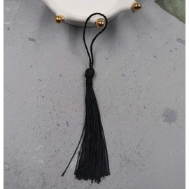 SOWAKA 30 Pcs Mini Tassels Soft Flossy Multi Purpose Bookmark Tassels with Loop for DIY Crafting Project Earring Jewelry Making Souvenir Graduation Clothing Sewing Gift Tags (Black)