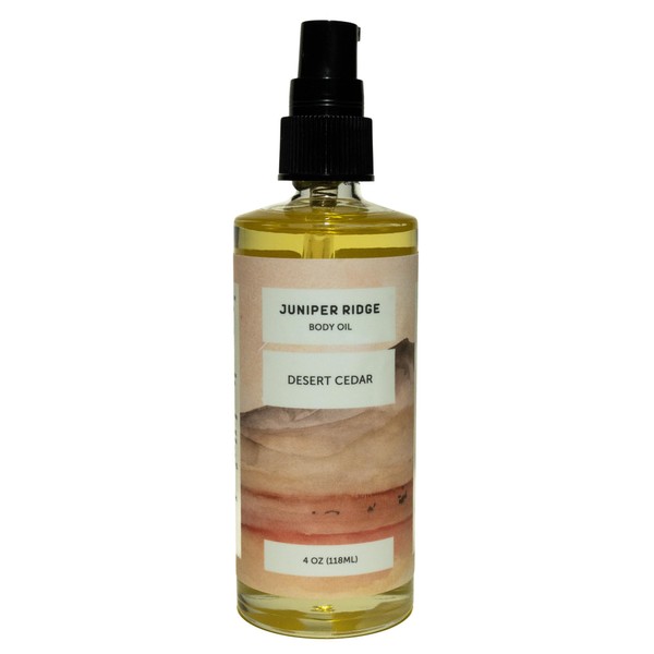 JUNIPER RIDGE Desert Cedar Moisturizing Body Oil - Hydrating Skin Care - Scented with Essential Oils - Perservative Free - 4oz - Packaging May Vary