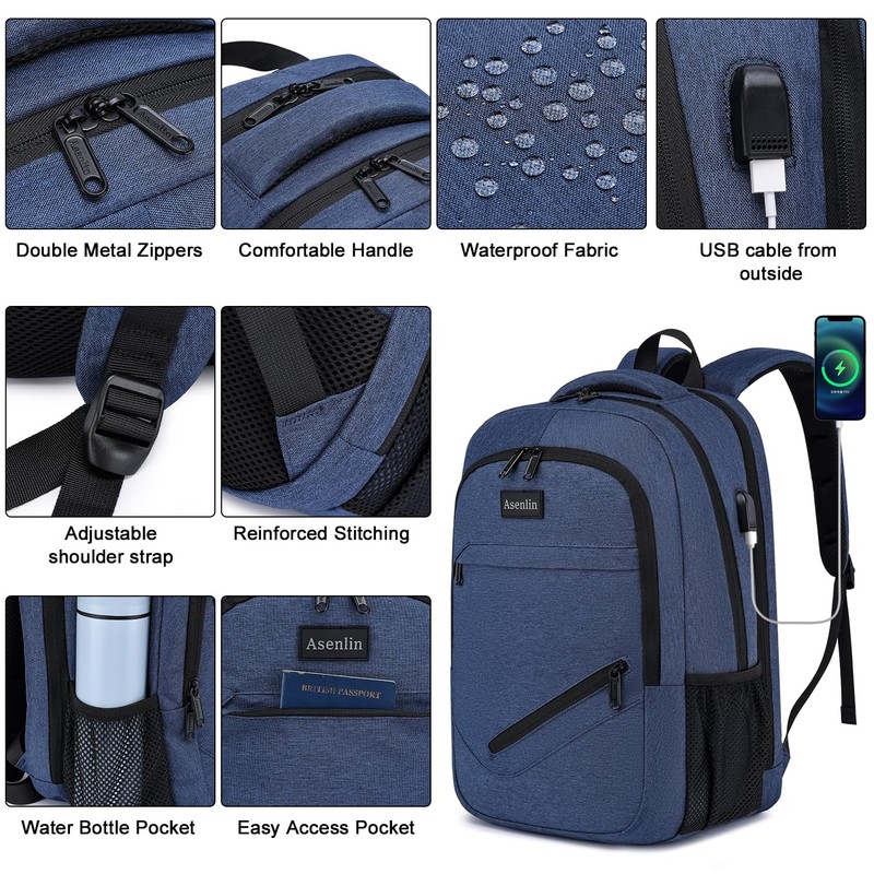 Asenlin Travel Laptop Backpack for Women & Men,Water Resistant Business