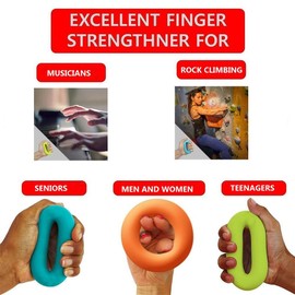 Grip Strength Trainer,Hand Grip Strengthener,Forearm Grip Workout - Grip Trainer Silicone Rings for Rock Climbing, Athletes & Stress Relief & Rehabilitation, 3 Resistance Levels(3 PCS)