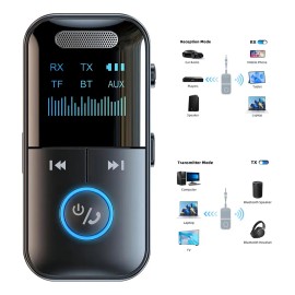Bakeway Adaptadore Transmior Y Receptor Auxilar Bluetoth 5.4 Inalámbrico Con Conector Aux 3.5 P/auto,recepto Bluetoth Audio 4 In 1 Pare Pc Tv Bocina Laptop Y Coche Y Audio