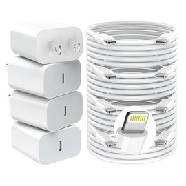 GREPHONE Cargador para iPhone de carga rápida, cargador de pared USB C de 20 W PD, paquete de 4 con cable de carga rápida de 1.8 m - Cargador rápido p