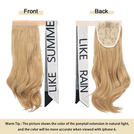 Pferdeschwanz Extensions,40cm Klettverschluss Wrap Gewellte Pferdeschwanz Verlängerung Haarteil Zopf Clip in Ponytail Extension Synthetik Haarverlängerung für Damen Mädchen