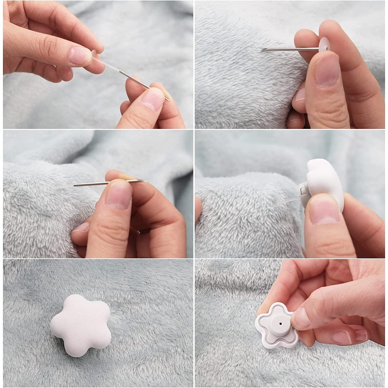 MQUPIN Quilt Fixing Clips,16 Pcs Duvet Cover Clips,Mushroom Round Fixing