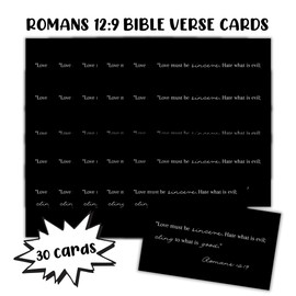 Romans 12:9 Let Love Be Sincere Hold What is Good 30pk 2x3.5” Bible Scripture Handout Baptism Gift Cards for Teen Girls Wallet Size