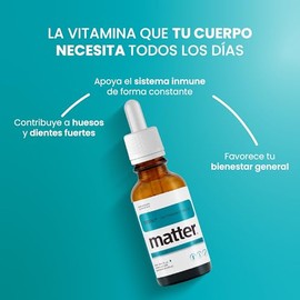 Matter Desol Vitamina D3 Colecalciferol en Gotas, Apoyo a la Absorción de Calcio, Bienestar Celular y Vitalidad Diaria, Sin Gluten, Sin Alérgenos, Frasco Gotero 52 ml