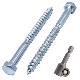 SKIR'CO (Pack of 50) DIN 571 Zinc Plated Steel Hex Wood Screws M5 x 60mm Screws Hex Head Key Screws (with Magnetic Hex Bit)