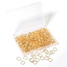 300 Pcs 10mm Open Jump Rings Gold Plated Jump Rings for Jewelry Making Single Ring Bulk for DIY Craft Earring Necklace Bracelet Pendant Choker Jewelry Making Findings and Key Ring Chain (Gold, 10mm)