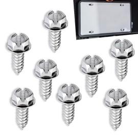 Neferta Pack-8 Car License Plate Frame Fastening Screw Kit, Stainless Steel Rust-Proof Shock-Proof Hexagon Head Bolts, Standard License Plate Self-Tapping Mounting Screw, Universal for Cars (Silver)