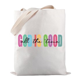 PWHAOO Christian Faith Tote Bag God Is Good All The Time Tote Bag Bible Verse Tote Bag Religious Gift Jesus Lover Gift (GOD IS GOOD TOTE)