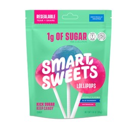 Smart Sweets, Blue Raspberry Watermelon Lollipops Multipack, 3 Ounce