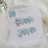 Mint Lovely Hound Check Handmade Nail Tips - Short Ballet