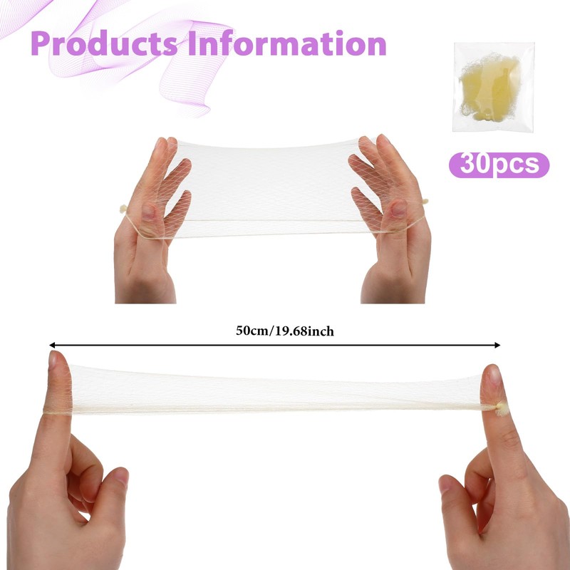 Piriuuo Pack of 30 Hair Nets Bun Invisible Hair Nets