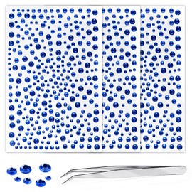 Rhinestone Stickers for Crafts Clear Crystal Tweezers Decals Face Gems Pearls for Makeup Stick on Body 3/4/5/6MM Dark Blue Hair Nails Craft DIY Gems for Nails Makeup Decor 975PCS