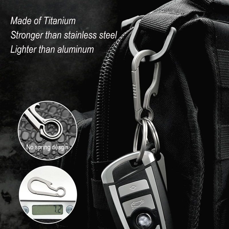 KCFEV Titanium Carabiner Keychain, Bottle Opener Keychain Clip, Key Organizers
