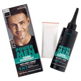 JOANNA Power Men Toner Medium Brown - Grey Hair Conceals in 10 Minutes - Toning for Men - Medium Brown Hair Toner for Beard & Hair - Without Roots - 80 g