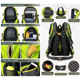 40L Hiking and Travel Backpack, Black