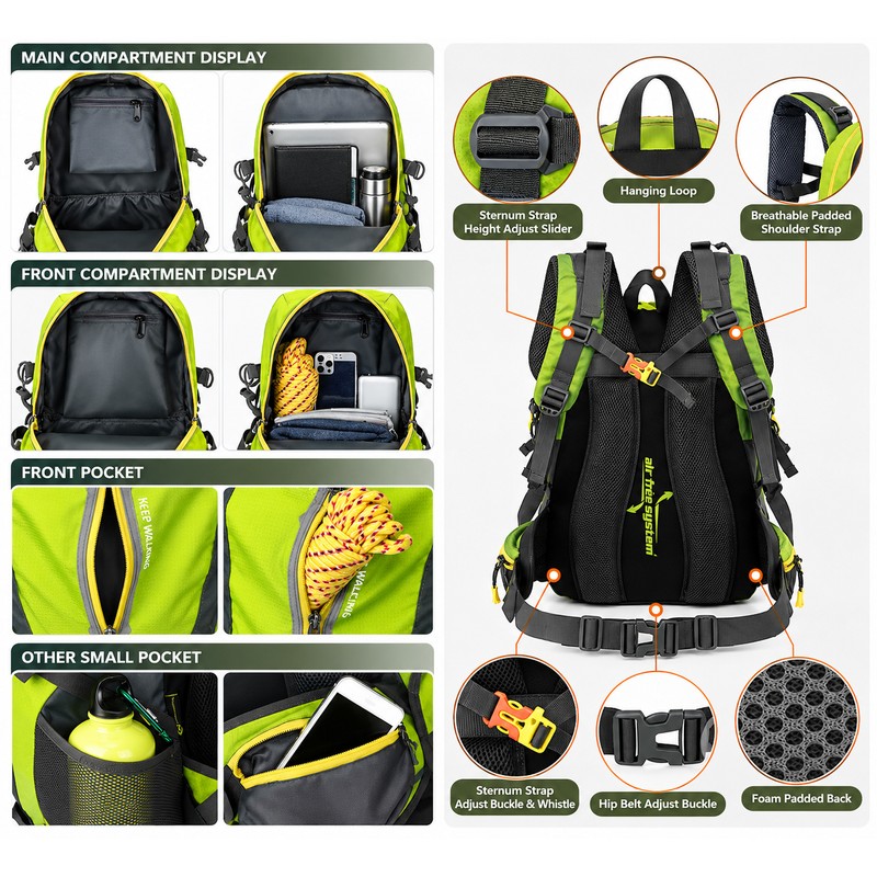 40L Hiking and Travel Backpack, Black