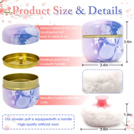 Large Powder Puff for Body Powder with Powder Container, Soft Powder Puff and Container for Talcum Powder, Loose Powder, Travel Containers