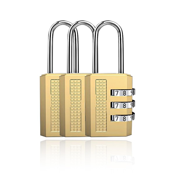 Pack of 3 Padlock Small Zinc Alloy Locker Lock Combination