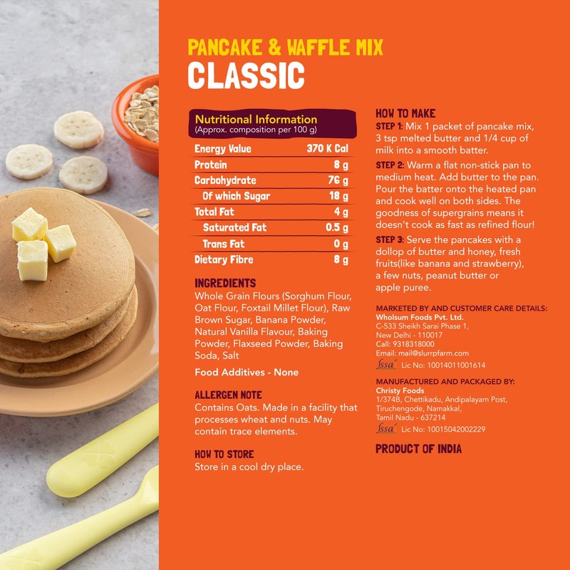 Slurrp Farm Millet Pancake Mix Trial Pack | 4 Flavors: