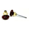 B08T9WFRX6 Brown Porcelain Door Knobs Vintage Reproduction- Antique Brass Base