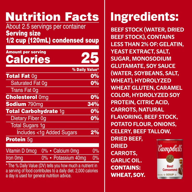 Campbell's Condensed Beef Consomme Soup, 10.5 oz Can (12 Pack)