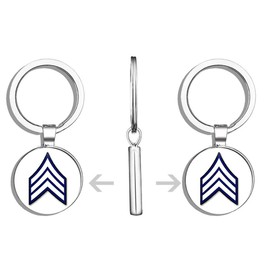 Police Rank Sergeant Chevron Shaped ic Metal Round Metal Key Chain Keychain Ring