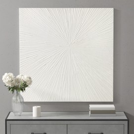 MADISON PARK SIGNATURE Sunburst Wall Art - Modern Resin Dimensional Radiant Color Hand Painted Home Décor Abstract Textured White 30" W x 30" H x 1.25" D