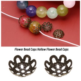 The Lord of the Tools 500PCS Flower Bead Caps 10mm Metal Hollow Spacer Bead Caps for Necklace Bracelet Earring DIY Jewelry Making Accessories Antique Bronze Tone