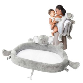 Lulyzoo Baby Infant-to-Toddler Lounge Travel Lightweight Cozy Portable Activity Plush Animal Play Mat & Bed fold to a Backpack (Elephant N)