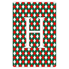 Autravelco Initial Letter H Decorative Metal Tin Sign Custom Gate Signs Monogram Buffalo Check Home Decor Aluminum Metal Sign for Kitchen Indoor Bedroom 12x18in