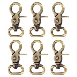 sourcing map 6Pcs Swivel Snap Hook, 20mm(3/4") Trigger Snap Heavy Duty Zinc Alloy Metal Lobster Claw Clasp Lanyard Clips for Straps Bags Belting Leathercraft, Brushed Brass