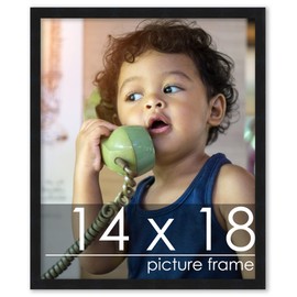 Poster Palooza 14x18 Frame Black Solid Wood Picture Frame | 0.75 Inch Moulding Width | Includes UV Acrylic Plexiglass, Foam Board Backing & Hanging Hardware
