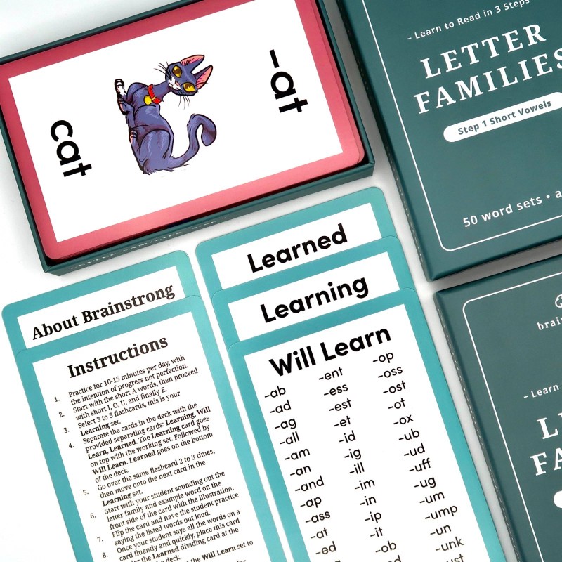 Brainstrong Phonics Flashcards - Brainstrong Letter Families - Box Set