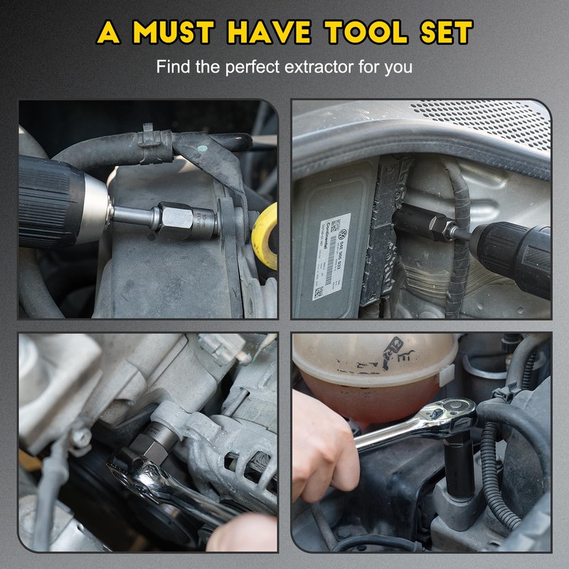 Topec Deep Bolt Extractor Set 28PCS, 3/8" Drive Bolt Extractor