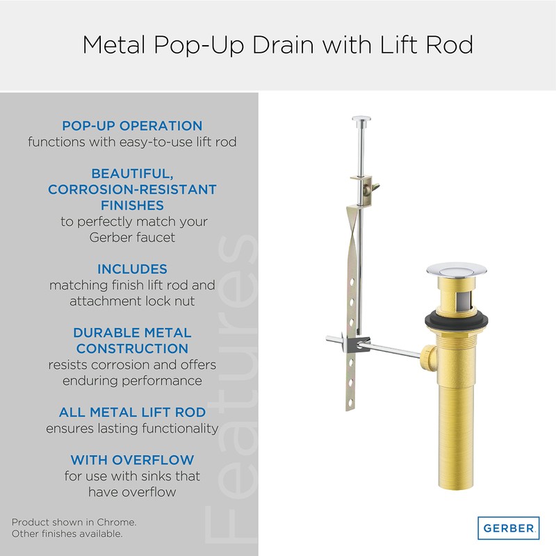Danze D495002 1-1/4-Inch Metal Pop-Up Drain Assembly with Lift Rod