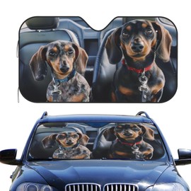 Delerain Car Windshield Sunshade Dachshund Dogs Auto Sun Shade Car Front Window Covers Foldable Sun Visor Protector Blocks UV Rays - Keeps Your Vehicle Cool (55" x 29.9")