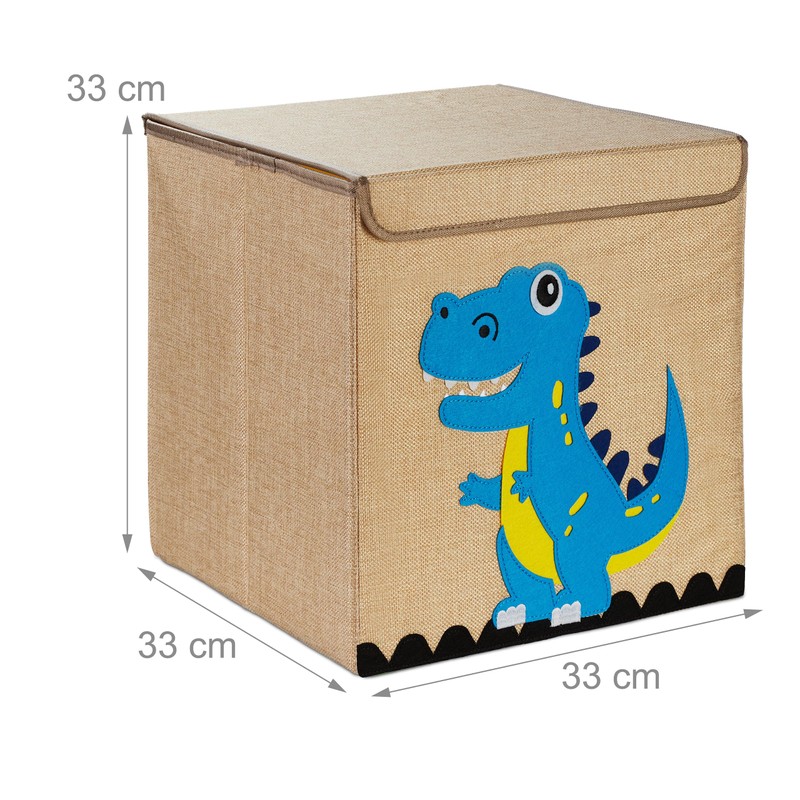 Relaxdays Storage Box, Dinosaur, Fabric Box for Children, Foldable, HBD: